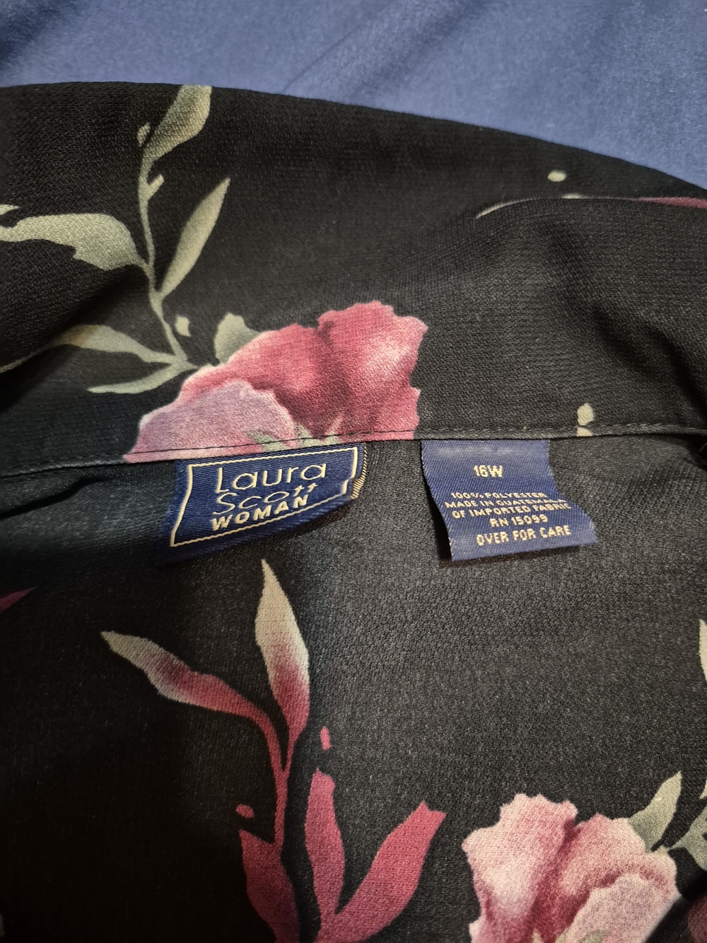 Laura Scott Black Button-Down Shirt with Pink Floral Print - Picture 3 of 3